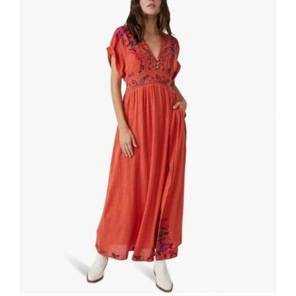 NEW! Free People 'Maisle' Maxi Dress in DARK ORANGE (XS)